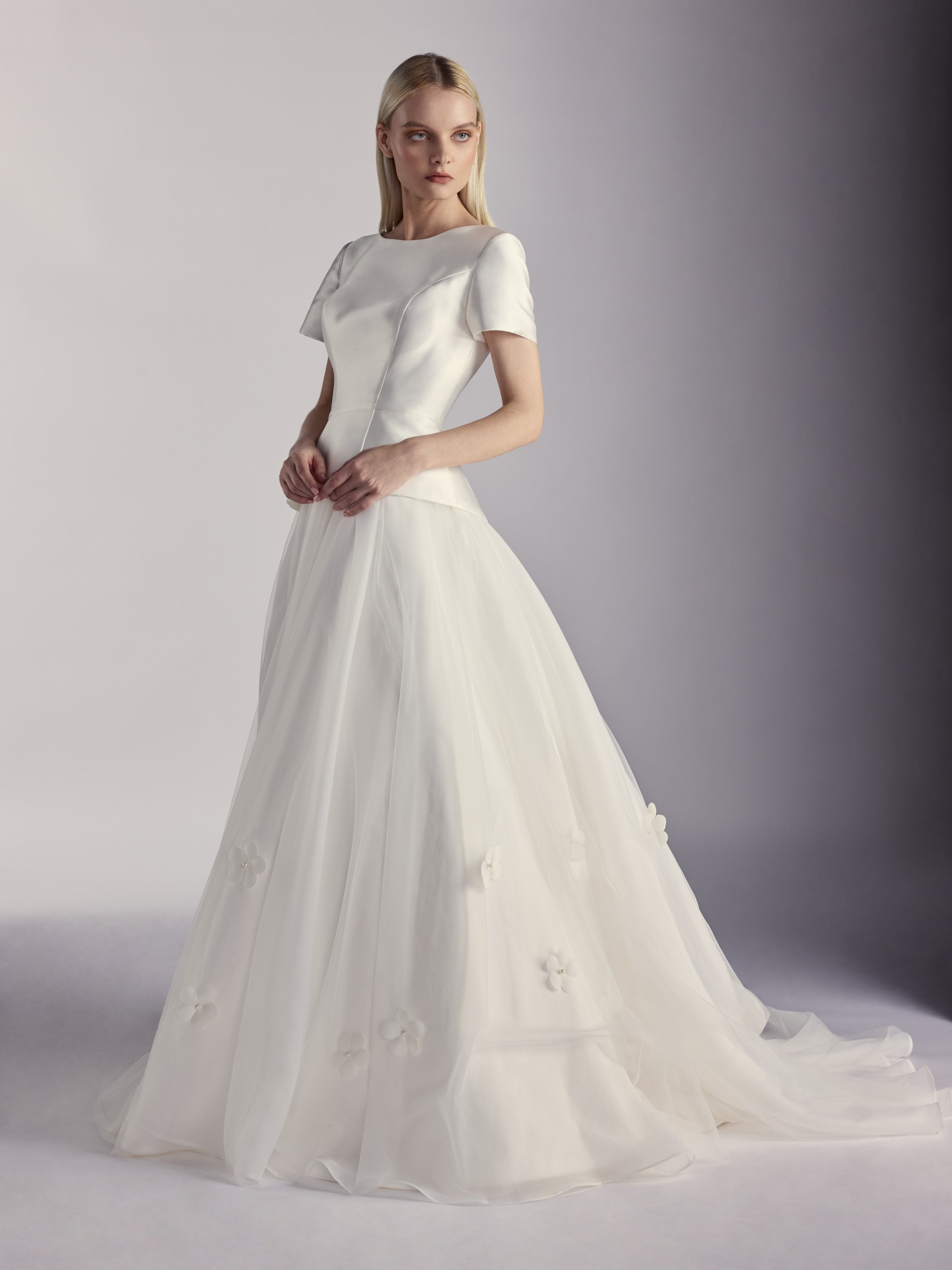 Éloise — Mikado Ball Gown with Handcrafted Double-Silk Florals