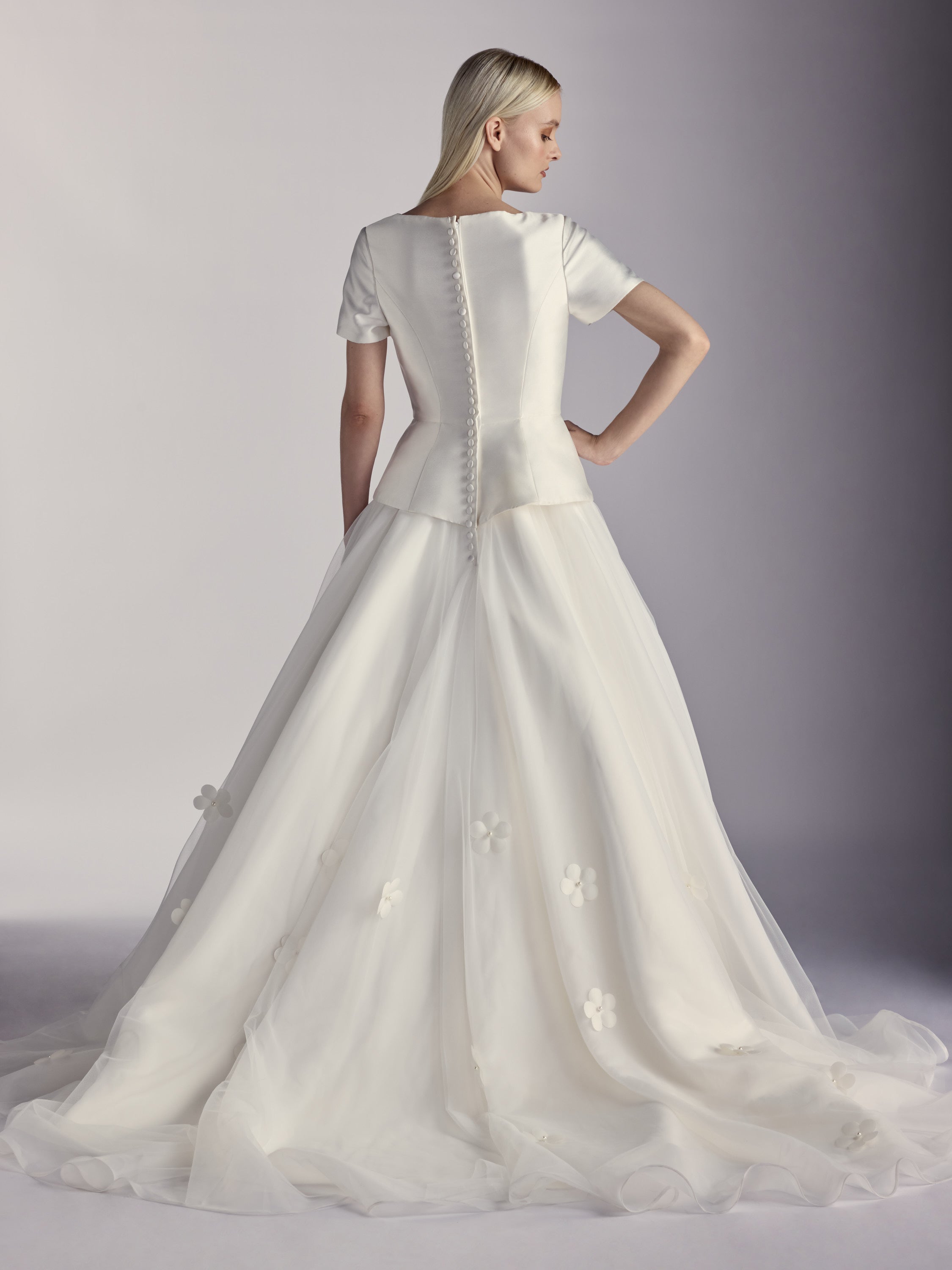 Éloise — Mikado Ball Gown with Handcrafted Double-Silk Florals