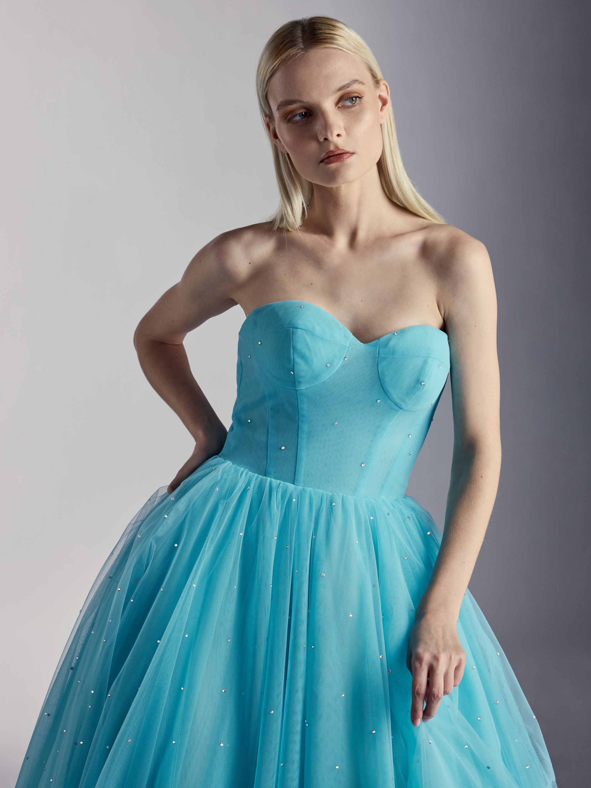 Azzurra — Crystal-Embellished Italian Tulle Couture Gown