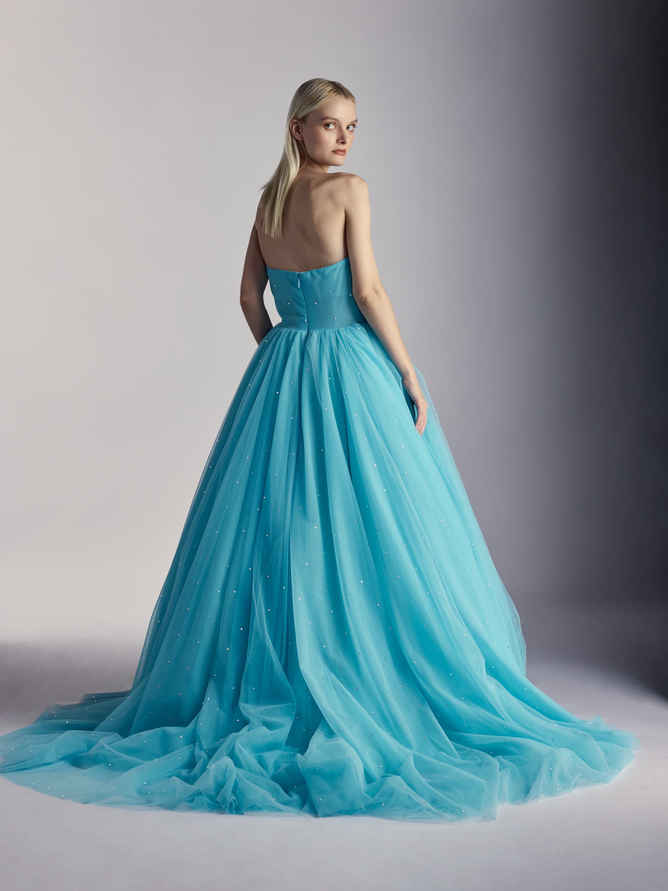 Azzurra — Crystal-Embellished Italian Tulle Couture Gown